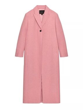 Zara Blush Pink Single-Button Long Wool Coat